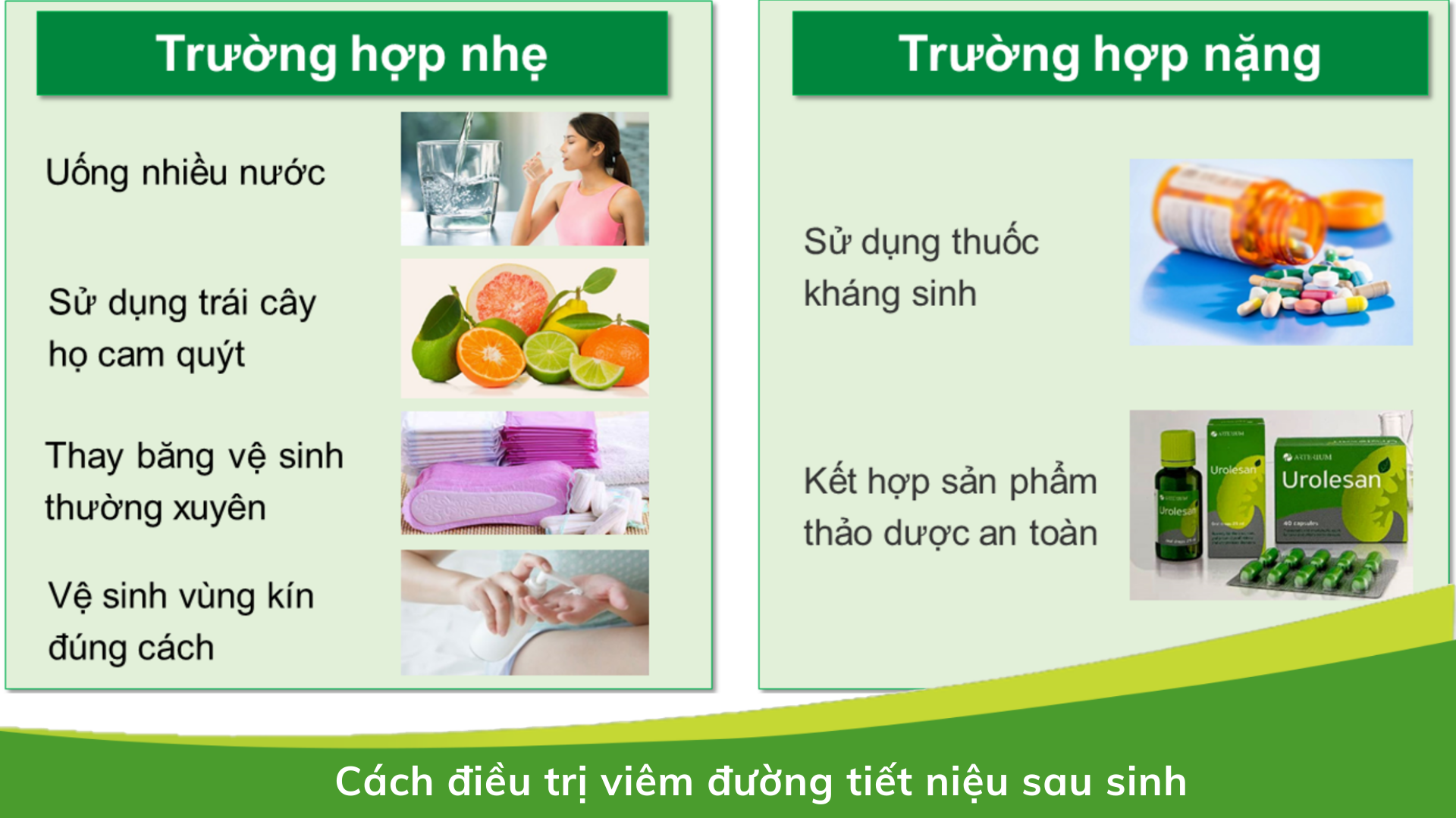 Để điều trị viêm đường tiết niệu sau sinh cần chia ra 2 trường hợp nhẹ và nặng. Tùy theo từng trường hợp mà có cách điều trị khác nhau.