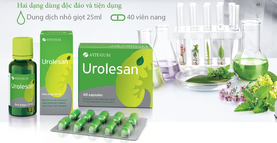 Urolesan là sản phẩm được nhập khẩu trực tiếp từ Châu Âu. Có tác dụng kháng khuẩn, giúp giảm nhanh các triệu chứng, tiểu buốt, tiểu rắt. Sản phẩm đã được tin dùng bởi hơn 20 triệu bệnh nhân ở Ukraine, Nga,...suốt 40 năm qua.
2 dạng dùng tiện dụng: dạng hộp 40 viên nang cứng và dạng lọ dung dịch 25 ml giúp cơ thể dễ dàng hấp thu tinh chất.